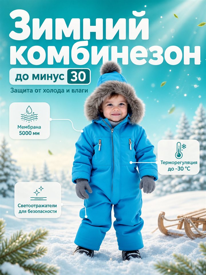 Детский комбинезон — Бирюзовый фреш