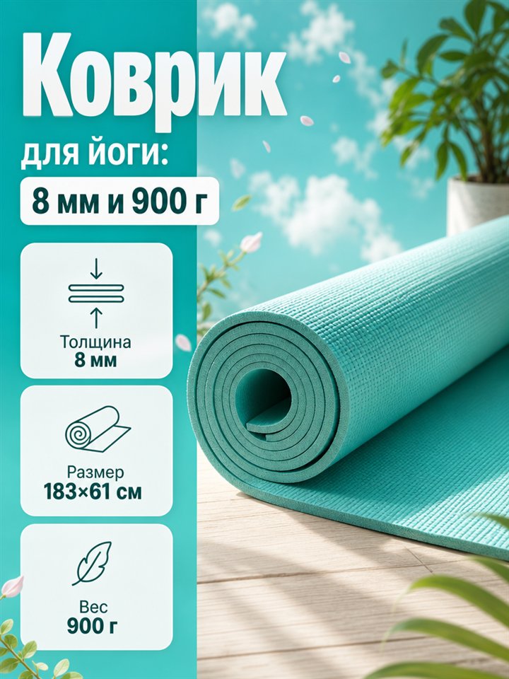 Коврик для йоги — Бирюзовый фреш